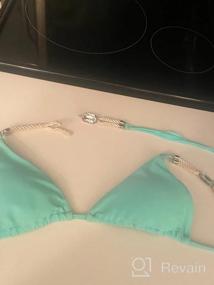 img 8 attached to Sparkling Style: BIKINX Women'S Crystal Thong Bikini With Sexy Halter Top & Triangle Bottom