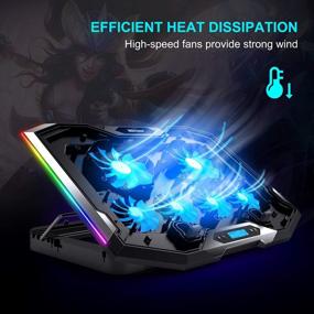 img 3 attached to TopMate C11 Laptop Cooling Pad RGB Gaming Notebook Cooler, Laptop Fan Stand Adjustable Height With 6 Quiet Fans And Phone Holder, Computer Chill Mat, For 15.6-17.3 Inch Laptops - Blue LED Light