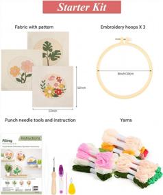 img 2 attached to 3 Set Punch Needle Embroidery Starter Kit - Includes Instruction, Fabric With Pattern, Yarns & Hoops For Rug-Punch & Pinch Needles!