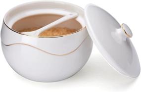 img 4 attached to Keep Your Sugar Organized With KITCHENDAO'S Porcelain Sugar Bowl - 11 Oz, Dust Free, Oven, Freezer And Dishwasher Safe!