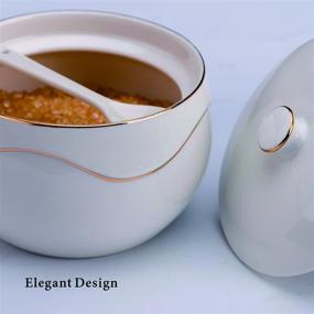 img 1 attached to Keep Your Sugar Organized With KITCHENDAO'S Porcelain Sugar Bowl - 11 Oz, Dust Free, Oven, Freezer And Dishwasher Safe!