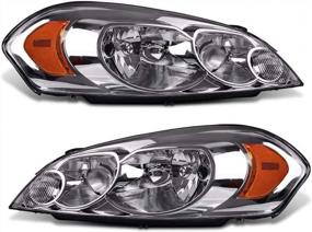 img 4 attached to 🚗 PetGirl Headlight Assembly for Chevy Impala & Monte Carlo 2006-2013 | Black Housing with Amber Reflector | Passenger & Driver Side Compatible