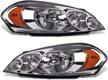 🚗 petgirl headlight assembly for chevy impala & monte carlo 2006-2013 | black housing with amber reflector | passenger & driver side compatible logo