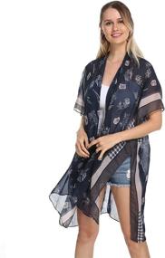 img 3 attached to Women'S Floral Print Kimono Cardigan - Beach Fashion Tassel Cover Up