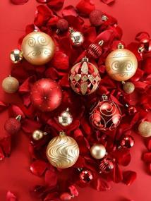img 2 attached to Add A Touch Of Luxury To Your Christmas Decor With Valery Madelyn'S Shatterproof Red And Gold Ball Ornaments