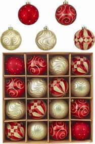 img 4 attached to Add A Touch Of Luxury To Your Christmas Decor With Valery Madelyn'S Shatterproof Red And Gold Ball Ornaments