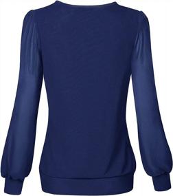 img 3 attached to Women'S Fitted Long Sleeve Top With Scoop Neck And Pleated Front - Timeson Blouse