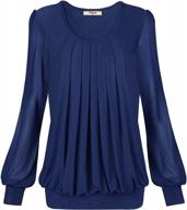 women's fitted long sleeve top with scoop neck and pleated front - timeson blouse logo