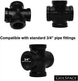 img 3 attached to Vintage Industrial Pipe Fittings For DIY Shelving And Furniture - GeilSpace Cross - Malleable Iron - 3/4 Inch, Black