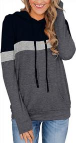 img 3 attached to Women'S Color Block Hoodie Tops Long Sleeve Drawstring Pullover Sweatshirt With Pocket (S-XXL)