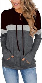 img 4 attached to Women'S Color Block Hoodie Tops Long Sleeve Drawstring Pullover Sweatshirt With Pocket (S-XXL)