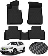 custom fit all-weather floor mats for 2016-2022 mercedes benz glc class (all models including glc300 and glc250) - 1st & 2nd row liners in black logo