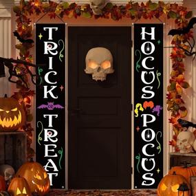 img 4 attached to Украшения для Хэллоуина на открытом воздухе и в помещении - Trick or Treat, Hocus Pocus &amp; Fall Porch Banners!