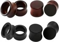 wood plugs and tunnels for ears wooden gauges set size 0g-13/16 inch double flared saddle stretchers 8pcs vintage brown black suptop logo