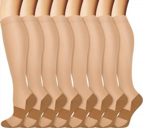 img 4 attached to Graduated Copper Compression Socks For Men & Women Circulation 8 Pairs 15-20MmHg - Best For Running Athletic Cycling