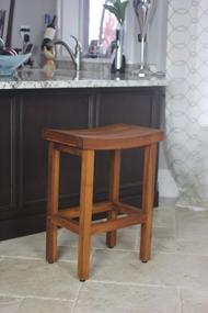 img 3 attached to 24-Inch Tall Teak Counter Stool By AquaTeak - Patented Sumba Design