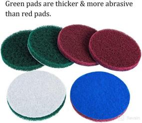 img 2 attached to DUOSHIDA 4 Inch Drill Powered Brush Tile Scrubber Scouring Pads Cleaning Kit - Efficiently Cleans Large Flat Areas with 2 Different Stiffness Scrubbing Pads and 4-Inch Disc Pad Holder