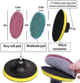 img 3 attached to DUOSHIDA 4 Inch Drill Powered Brush Tile Scrubber Scouring Pads Cleaning Kit - Efficiently Cleans Large Flat Areas with 2 Different Stiffness Scrubbing Pads and 4-Inch Disc Pad Holder