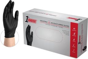 img 4 attached to 🧤 6 Mil Black Nitrile Industrial Disposable Gloves: 1st Choice, Latex & Powder-Free, Food-Safe, Textured