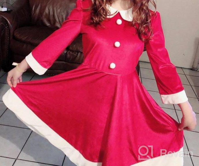 img 1 attached to Christmas Santa Sleeve 🎅 Girls' Dress - Christmas-themed Girls' Clothing review by Jason Hymon