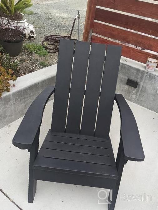 img 1 attached to FRUITEAM Taupe Adirondack Chair With Cup Holder - Weather-Resistant Outdoor Fire Pit And Patio Chair For Yard, Deck, Garden, And Lawn - Ergonomic Lounge Chair With 350Lbs Weight Capacity review by Chris Bailey