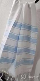 img 5 attached to Полотенца для рук Folkulture Boho: декоративный набор из 100% хлопка из 2 шт. для ванной комнаты с кисточками синего цвета Cabana
