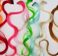 img 1 attached to St. Patrick'S Day Green Hair Extensions Set - 12Pcs Synthetic Hairpieces For Girls And Women, 20-Inch Party Highlights review by Ryo Flora