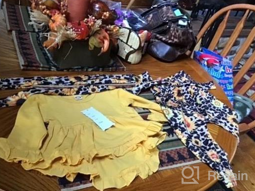 img 1 attached to Ruffled Sleeve Sunflower Toddler Girl Outfit With Floral Pants - Stylish Fall/Winter Clothing For Baby Girls review by John Reese