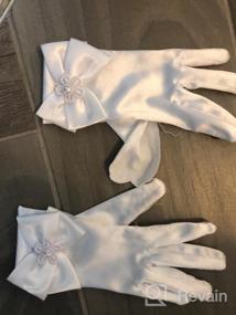 img 3 attached to Великолепные атласные перчатки для особых случаев, свадеб и вечеринок - Короткие перчатки для официальных детских платьев для конкурсов от Tandi Girls.