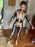 картинка 1 прикреплена к отзыву Fixmatti Women's Halloween Party Costume: Skull Print Long Sleeve Jumpsuit Outfit - Spook-tacular Style! от Dave Moody
