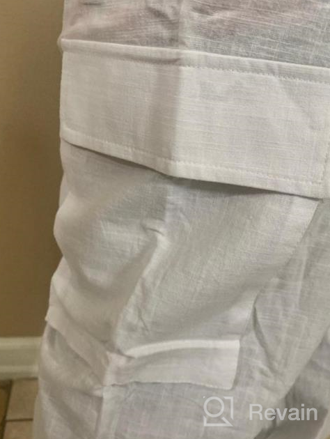 img 1 attached to Stay Stylish And Comfy This Summer With PASLTER Men'S Loose Fit Linen Cargo Pants With Pockets review by Douglas First