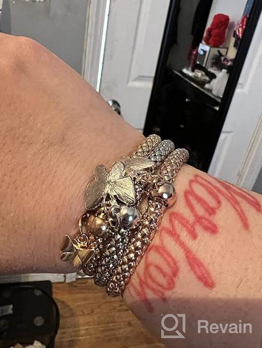 img 1 attached to Stylish 3PCS Gold/Silver/Rose Gold Corn Chain Bracelet: 🌟 Sparkling Crystal Multilayer Charms Stretch Bracelet for Women and Girls review by Beth Finlinson