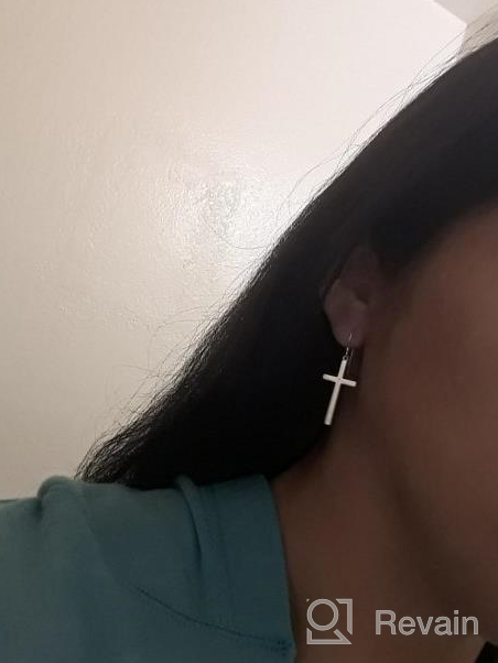img 1 attached to S925 Sterling Silver Dangle Cross Hoop Stud Earrings - Classic Jewelry review by Giovanni Bedjohn