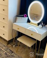 img 1 attached to CHARMAID Vanity Set With Lighted Mirror, 3-Color Touch Screen Dimmable Mirror, 4 Drawers, Bedroom Makeup Dressing Table With Cushioned Stool For Women Girls (Rustic Brown) review by Jerome Godwin
