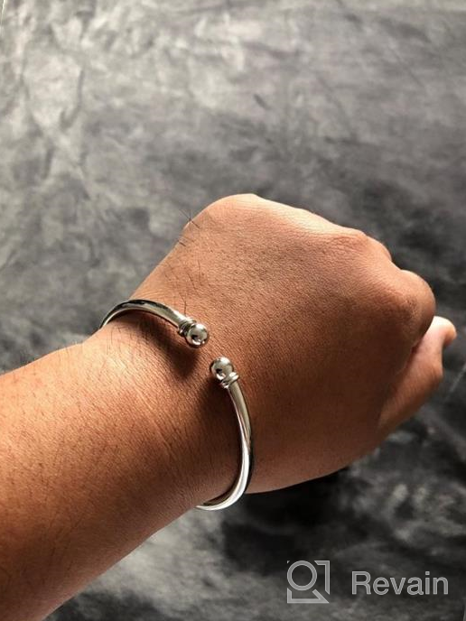 img 1 attached to ChicSilver 925 Sterling Silver Bangle Bracelet: Fashionable Open Bangles Two Bead Cuff Jewelry for Women Girls review by Lakeisha Smith