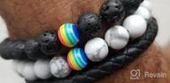 img 1 attached to LGBT Relationship Bracelet: White Howlite & Black Lava Rock, Rainbow Resin, Handmade, Love is Colorful, Gay Couples review by William Turner