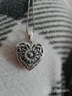img 1 attached to Keep Your Loved Ones Close With SOULMEET Heart-Shaped Sunflower Locket Necklace - Customizable Sterling Silver/Gold Jewelry With Picture Holder review by Dana Johnson