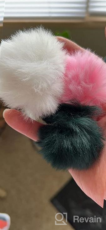 img 1 attached to 🎀 Colorful Fluffy Pom Pom Earrings in White and Pink for Women and Girls review by Patrice Dorsey