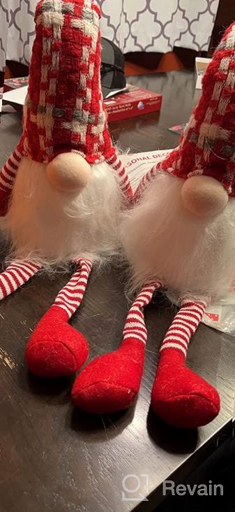 img 1 attached to HAUMENLY Swedish Christmas Gnome Lights, Scandinavian Tomte With Legs, 6 Hours Timer, Holiday Home Party Decoration (A) - Pack Of 2 review by Justin Garcia