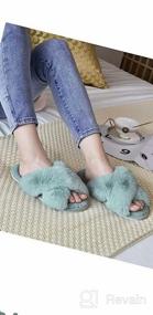 img 5 attached to Women'S Cross Band Slippers Fuzzy Soft House Slippers Plush Furry Warm Cozy Open Toe Fluffy Home Shoes Comfy Winter Indoor Outdoor Slip On Breathable
