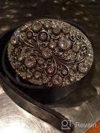 img 1 attached to Timeless Tranquility: Elegant Rhinestone Crystal Floral Buckle Leather Belt review by William Burnett