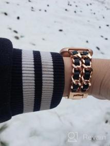 img 8 attached to Rose Gold Chunky Chain Link Fitbit Versa 2/Lite Women'S Bracelet Band With White Leather