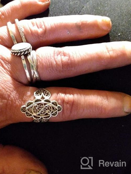 img 1 attached to Vintage Hollow Long Celtic Knot Daisy Flower Filigree Band Ring - XCFS 925 Sterling Silver Statement Piece with Floral Design review by Buddy Camaney