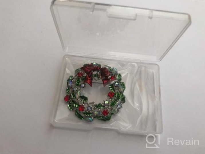img 1 attached to SELOVO Festive Christmas Tree Multicolor Wreath Brooch Pin - Elegant Gold Tone review by Christa Baldwin