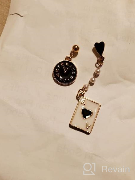 img 1 attached to ⏰ Unique Asymmetric Clock Poker Dangle Earrings: Pentagram Rabbit Alarm Clock Drop Earrings for Women and Girls review by Michelle Marie