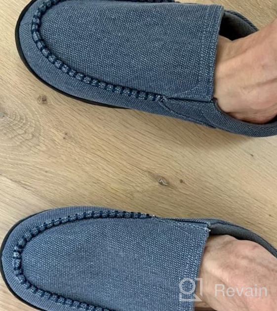 img 1 attached to Men'S Memory Foam Slip On House Slippers - Canvas Clog Shoes, Warm Cozy Indoor Outdoor Home Slippers review by Doug Bundy