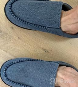 img 8 attached to Men'S Memory Foam Slip On House Slippers - Canvas Clog Shoes, Warm Cozy Indoor Outdoor Home Slippers