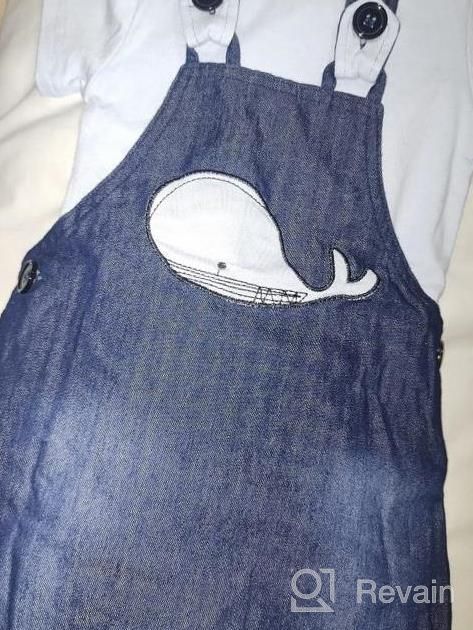 img 1 attached to Adorable Toddler Whale Jeans Romper Set With Blue Short Sleeve T-Shirt For Baby Boys review by Tonya Zayas
