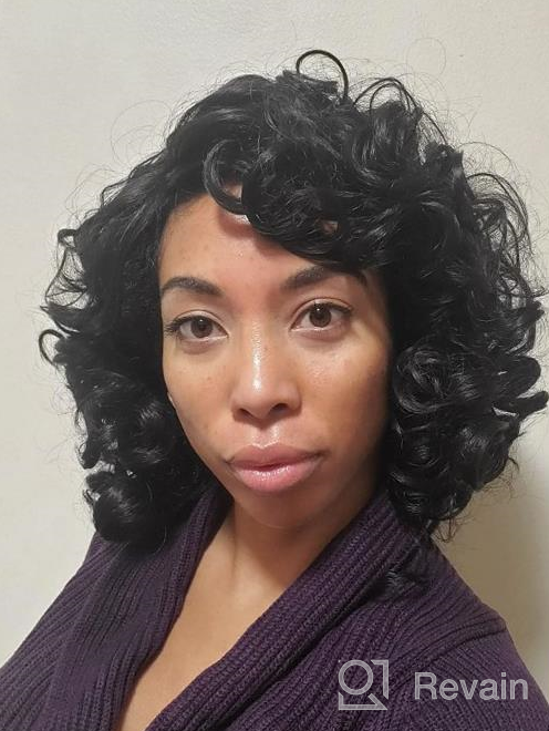 img 1 attached to Kinky Curly Wig For Black Women - Heat Resistant Synthetic Hair With Bangs & Accessories | ELIM Z014 review by Onur Donovan