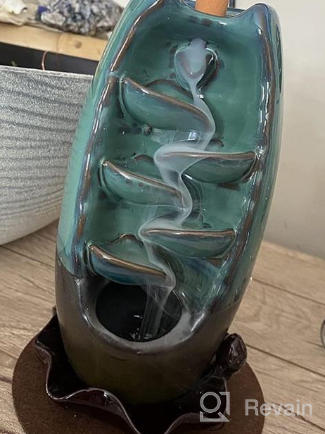 img 1 attached to Waterfall Backflow Incense Holder With 120 Cones & 30 Sticks - Perfect For Home, Office, Yoga, Aromatherapy, And Decoration By SOLEJAZZ Incense Burner review by Ghostnote Azevedo